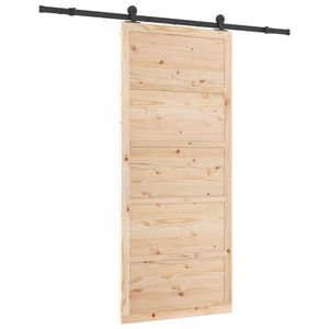 vidaXL Porte coulissante 100 x 208 cm Bois de pin massif Naturel