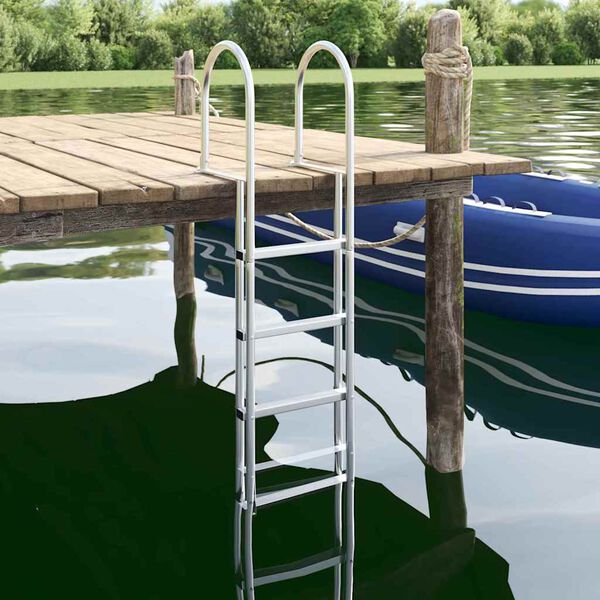 vidaXL &Eacute;chelle de dock &agrave; 4 &eacute;tapes Argent 45 &times;11,5 &times;162 cm Aluminium