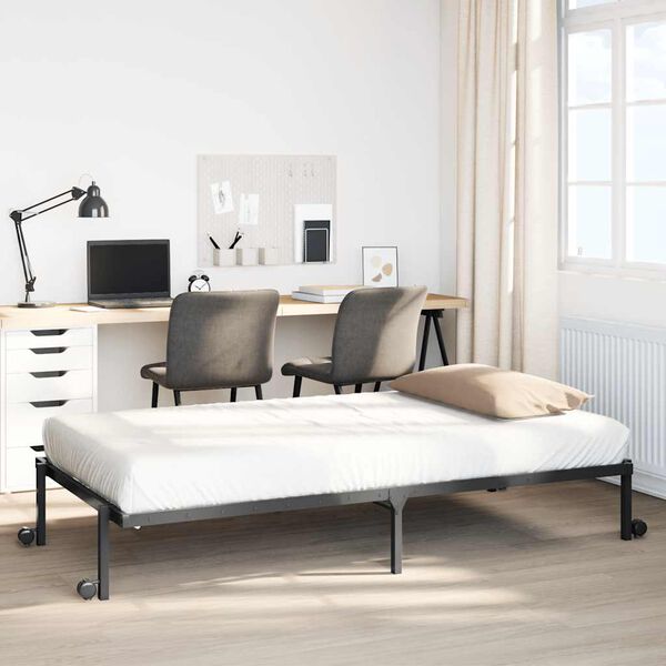 vidaXL Cadre de lit sans matelas pliable noir 100x190 cm acier