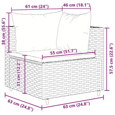 vidaXL Salon de jardin avec coussins 7 pcs marron résine tressée