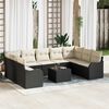 vidaXL Ensemble de canap&eacute; de jardin 10 pcs Noir et blanc Poly rotin