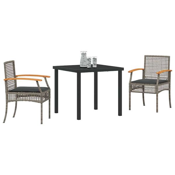 vidaXL Ensemble de salle &agrave; manger pour jardin 3 pcs Gris polyrotin