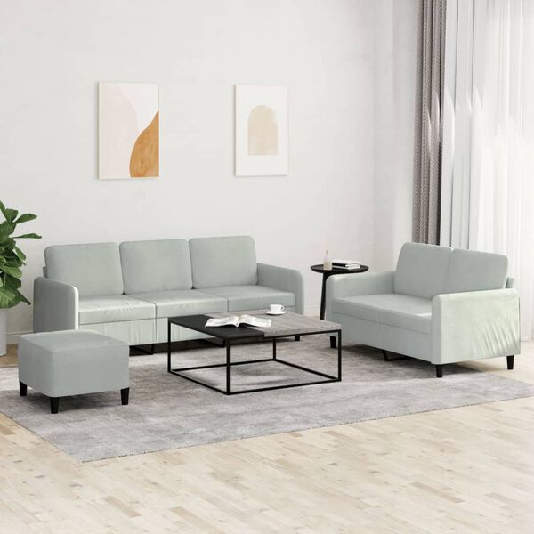 vidaXL Ensemble de canap&eacute;s 3 pcs gris clair velours