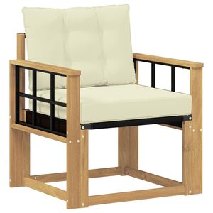 vidaXL Canap&eacute; d&rsquo;ext&eacute;rieur Bois d'acacia massif et Textil&egrave;ne Blanc
