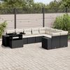 vidaXL Salon de jardin 10 pcs avec coussins noir r&eacute;sine tress&eacute;e