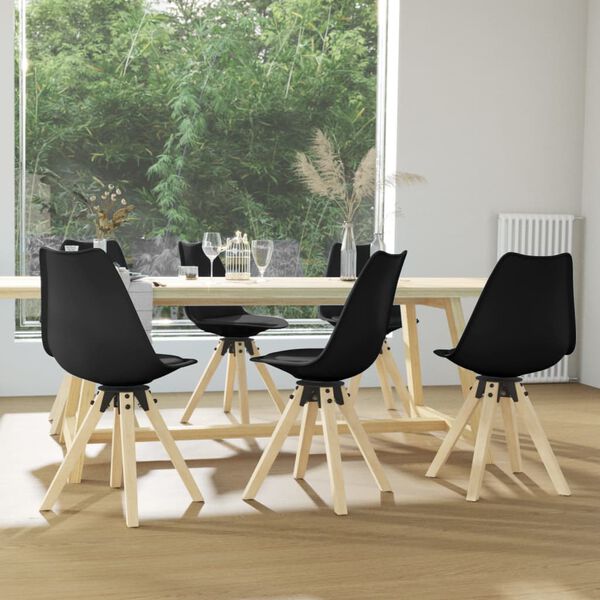vidaXL Chaises pivotantes &agrave; manger lot de 6 noir PP