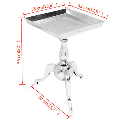 vidaXL Table auxiliaire carrée Aluminium Argenté