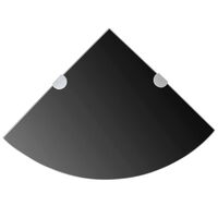 vidaXL Étagères d'angle 2 pcs et supports chromés Verre Noir 35x35 cm