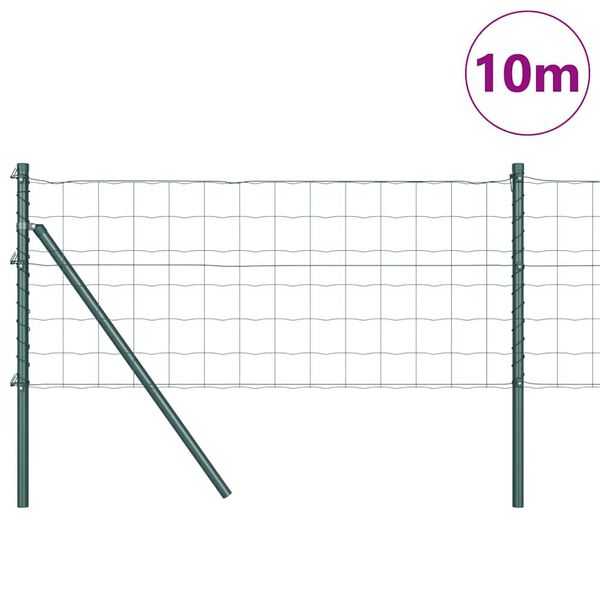 vidaXL Cl&ocirc;ture avec poteau Vert 0,8 x 10 m Acier