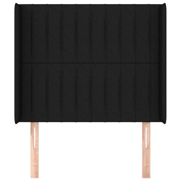 vidaXL T&ecirc;te de lit avec oreilles Noir 103x16x118/128 cm Tissu