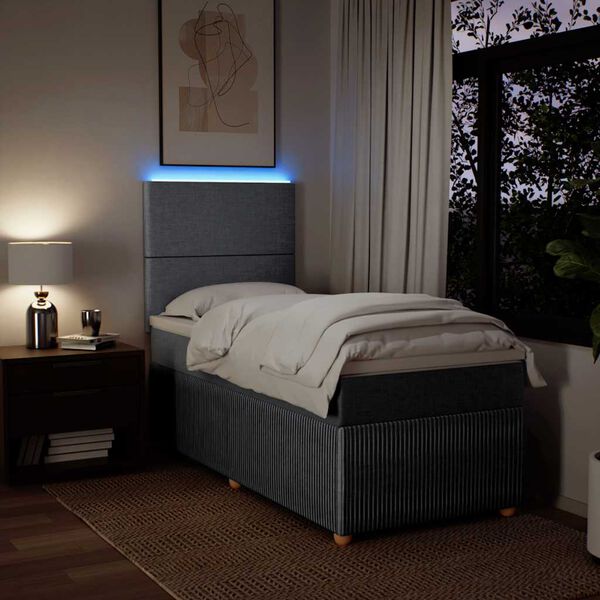 vidaXL Sommier &agrave; lattes de lit avec matelas Gris clair 90x200 cm Tissu