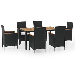 vidaXL Ensemble &agrave; manger d'ext&eacute;rieur 7pcs avec coussins R&eacute;sine tress&eacute;e