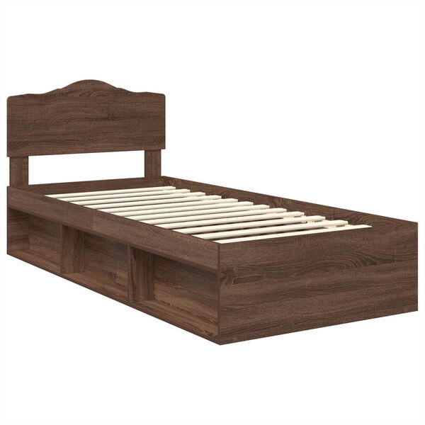 vidaXL Cadre de lit Ch&ecirc;ne brun 90 x 190 cm Bois de pin massif