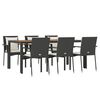 vidaXL Ensemble &agrave; manger de jardin coussins 7pcs Noir R&eacute;sine tress&eacute;e