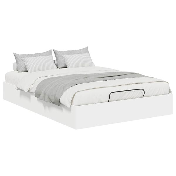 vidaXL Cadre de lit ottoman Blanc 203 x 140 x 25 cm Bois d&rsquo;ing&eacute;nierie
