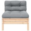 vidaXL Canap&eacute; central de jardin avec coussins gris Bois de pin massif