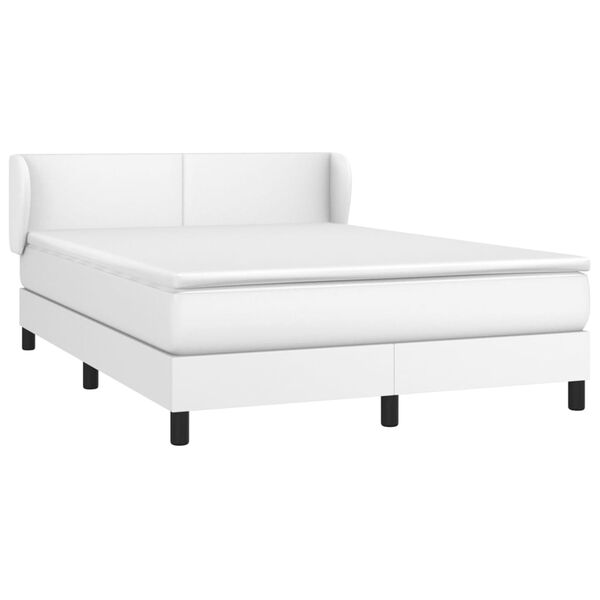 vidaXL Sommier &agrave; lattes de lit avec matelas Blanc 140x200cm Similicuir