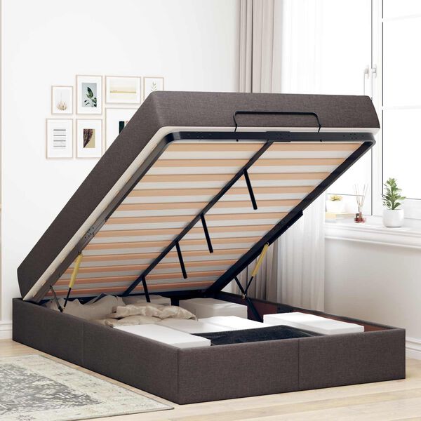 vidaXL Cadre de lit avec matelas avec matelas 2 pcs Tan tissu