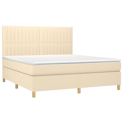 vidaXL Sommier à lattes de lit avec matelas Crème 160x200 cm Tissu