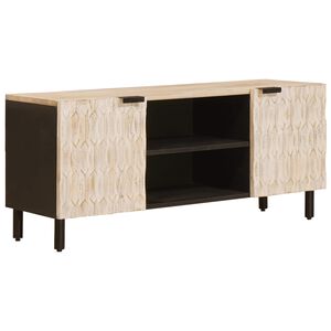 vidaXL Meuble TV avec &eacute;tag&egrave;re Finition Lavage Blanc 105 x 33 x 46 cm