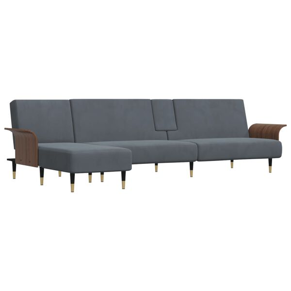 vidaXL Canap&eacute;-lit en forme de L gris 279x140x70 cm velours