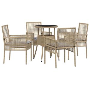 vidaXL Ensemble de salle &agrave; manger pour jardin 5 pcs Beige polyrotin