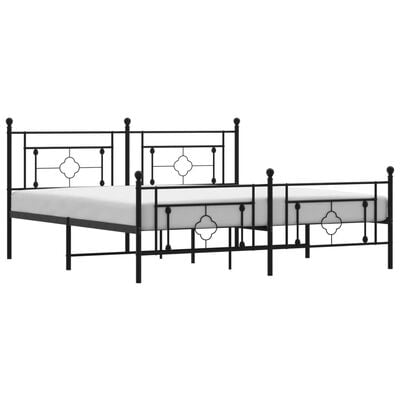 vidaXL Cadre de lit métal sans matelas avec pied de lit noir 183x213cm