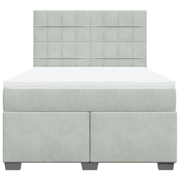 vidaXL Sommier &agrave; lattes de lit et matelas Gris clair 140x200cm Velours