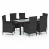 vidaXL Salon de jardin 7 pcs avec coussins r&eacute;sine tress&eacute;e noir