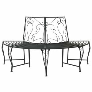vidaXL Banc d'Arbre 4 -places 160 x 80 x 89 cm steel Noir demi-rond