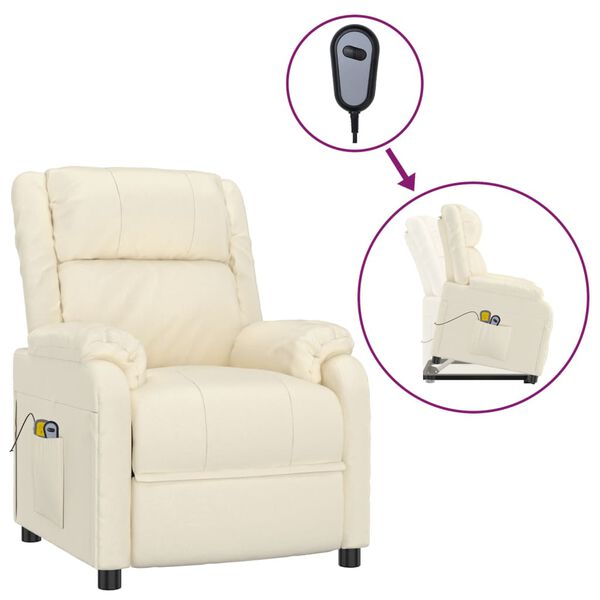 vidaXL Fauteuil de massage Crème Similicuir