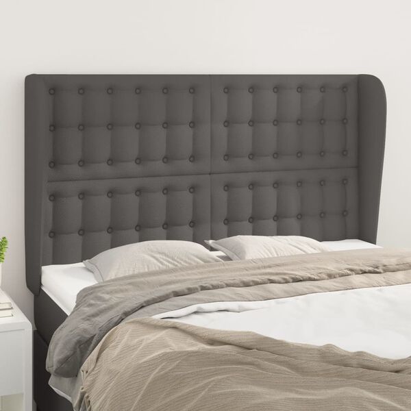 vidaXL T&ecirc;te de lit avec oreilles Gris 147x23x118/128 cm Similicuir
