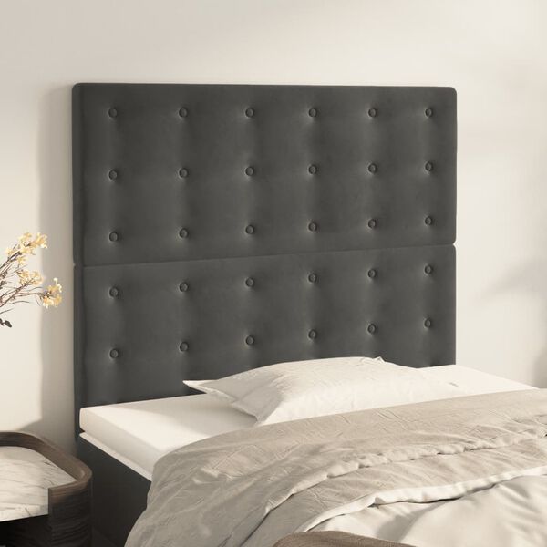 vidaXL T&ecirc;te de lit Gris fonc&eacute; 90x5x118/128 cm Velours