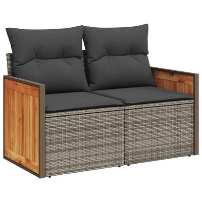 vidaXL Salon de jardin avec coussins 13 pcs gris résine tressée