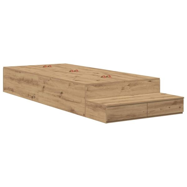 vidaXL Cadre de lit avec rangement avec tiroir Ch&ecirc;ne artisanal 90 cm