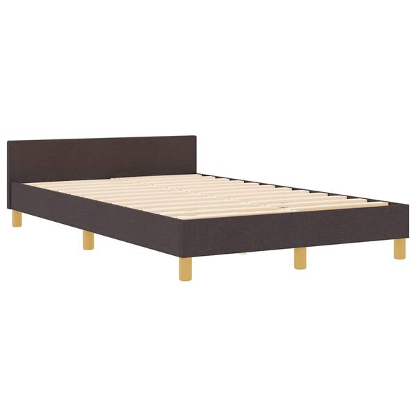 vidaXL Cadre de lit avec t&ecirc;te de lit Marron fonc&eacute; 120 x 200 cm tissu
