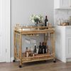 vidaXL Chariot &agrave; vin avec roues Naturel 85 x 50 x 93 cm Bambou