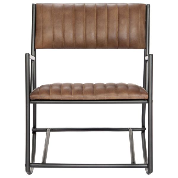 vidaXL Chaise &agrave; bascule Marron clair Cuir v&eacute;ritable