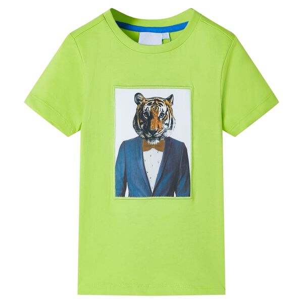 T-shirt pour enfants avec manches courtes vert citron 128