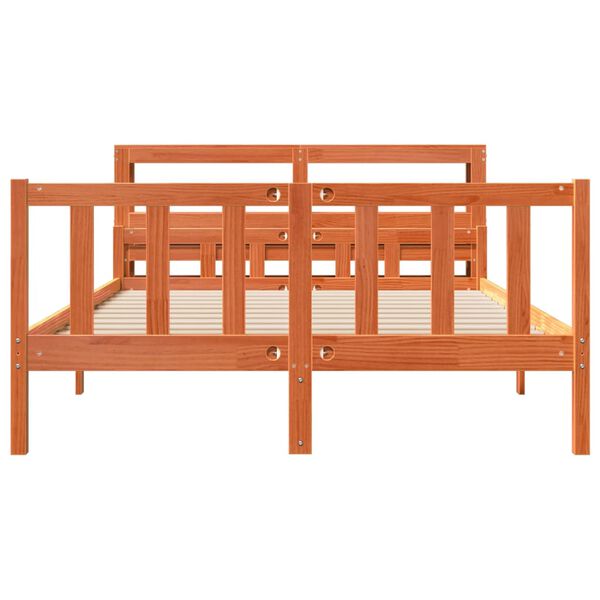 vidaXL Cadre de lit et t&ecirc;te de lit sans matelas cire marron 160x200 cm