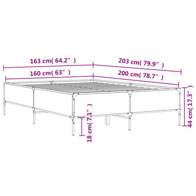 vidaXL Cadre de lit sans matelas sonoma gris 160x200 cm