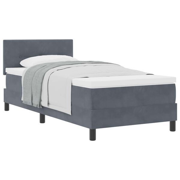 vidaXL Lit &agrave; ressorts avec matelas Gris fonc&eacute; 100 x 200 cm Velours