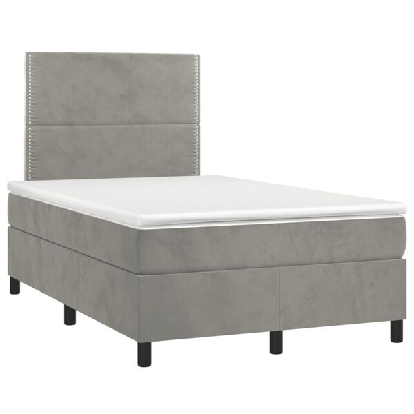 vidaXL Sommier &agrave; lattes de lit et matelas Gris clair 120x200cm Velours