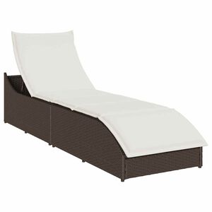 vidaXL Chaise longue pliante coussin rangement marron r&eacute;sine tress&eacute;e