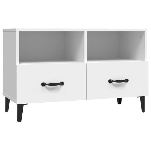 vidaXL Meuble TV Blanc 80x36x50 cm Bois d'ing&eacute;nierie