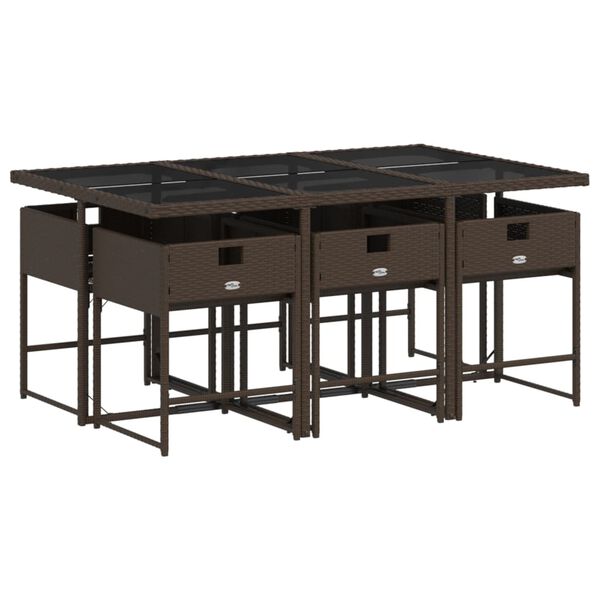 vidaXL Ensemble &agrave; manger de jardin et coussins 7 pcs marron rotin