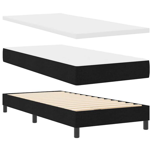 vidaXL Lit &agrave; ressorts avec matelas Noir 200 x 90 cm Polyester