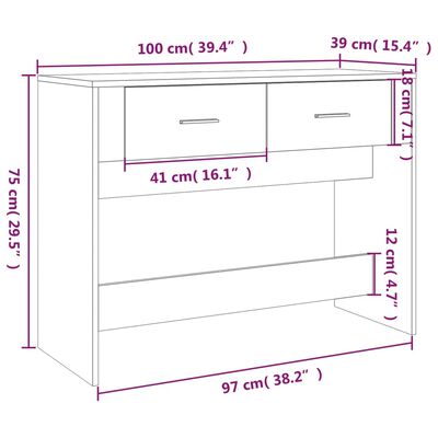 vidaXL Table console Chêne fumé 100x39x75 cm Bois d'ingénierie