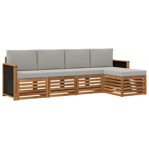 vidaXL Ensemble de canap&eacute;s d'ext&eacute;rieur 5 pc Naturel et gris clair