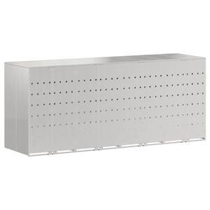 vidaXL Rangement de poubelle &agrave; roulettes pour 3 poubelles Argent